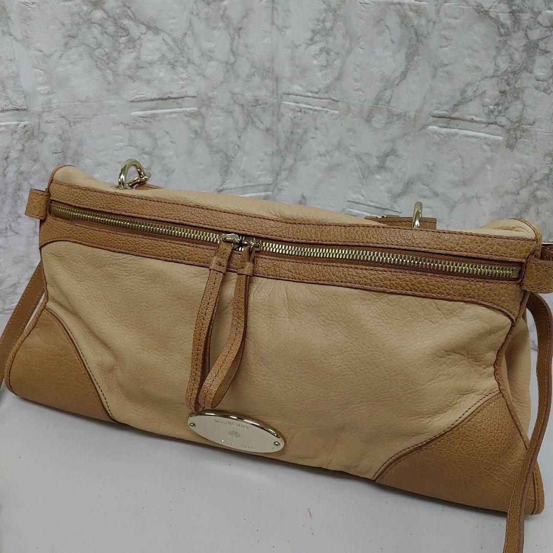 3384 　MULBERRY ベージュバッグ Mulberry Bayswater Pony Hair Fox Rivets Top Handle Bag ○ Labellov