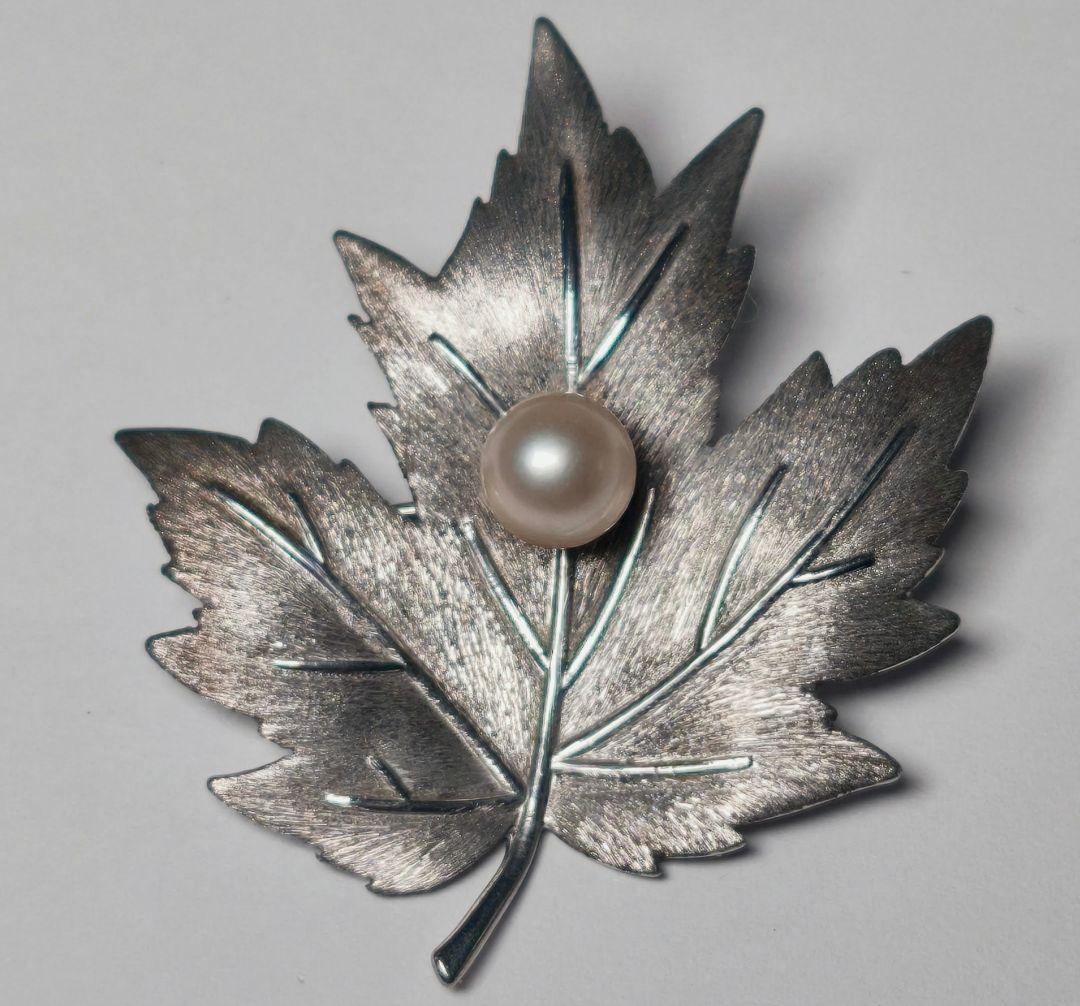 美品 最高級】ミキモト ブローチ パール リーフ 1珠 皇室御用達 正規品