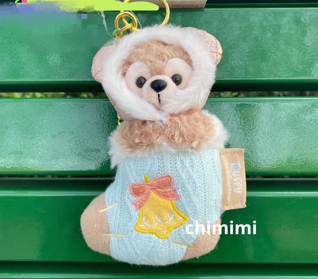 上海ディズニー クリスマス 靴下 ダッフィーぬいぐるみキーチェーン