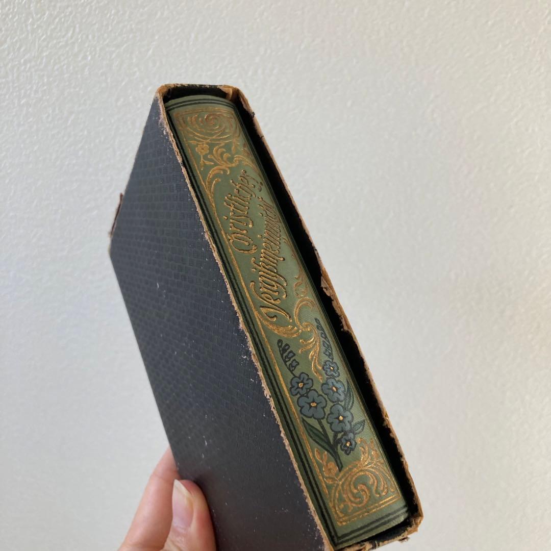 L-314洋書古書ドイツアンティーク金彩わすれな草の装丁のメモリアル