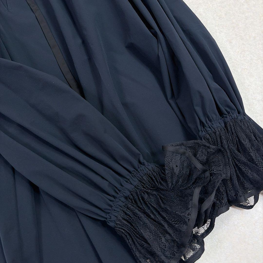 ユナイテッドアローズ レースプリーツ フリル ブラウス ネイビー