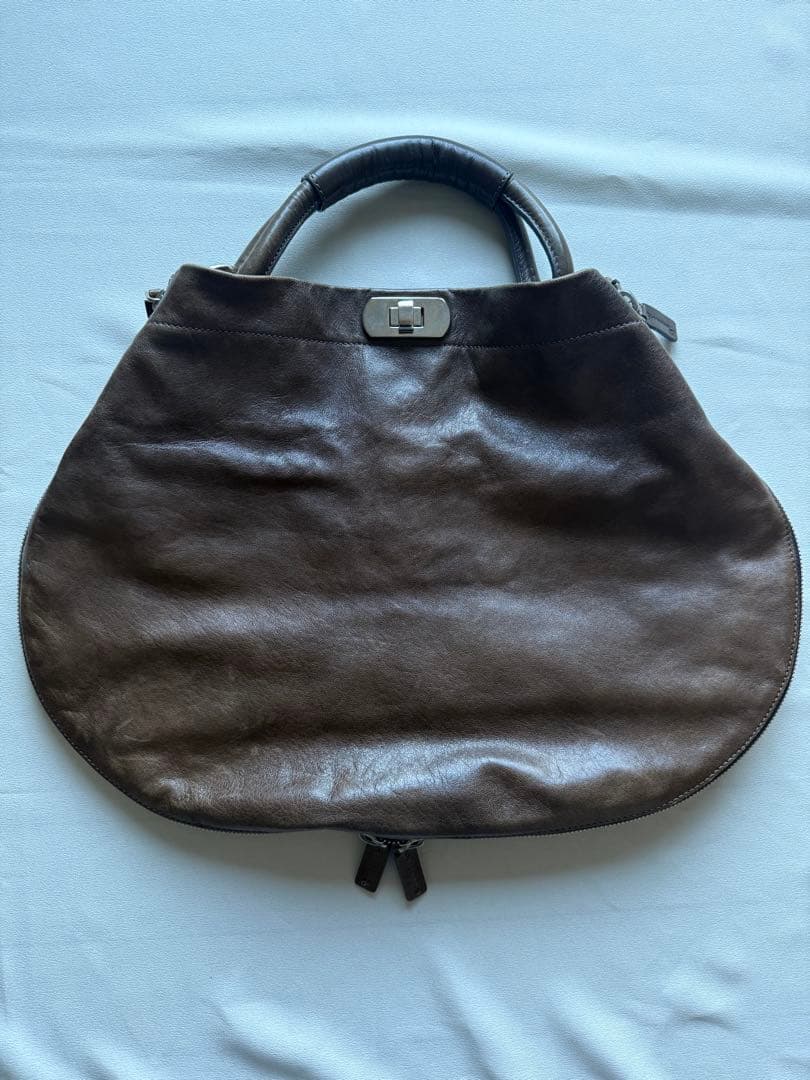 マルニ　marni ワンハンドル　ダークブラウン レザー ハンドバッグ ブラウン カラーブロック レザー製 Museo Soft ミニバッグ、マルニメン