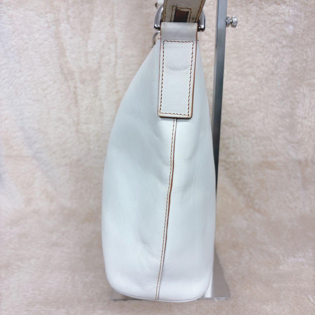 美品】HIROFU ヒロフ レザー ワンショルダーバッグ Hロゴ クリーム色