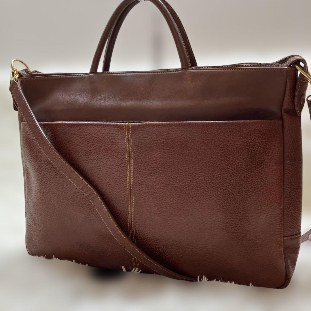 極美品 レザー ビジネスバッグ 2way A4可能 ブラウン - メルカリ