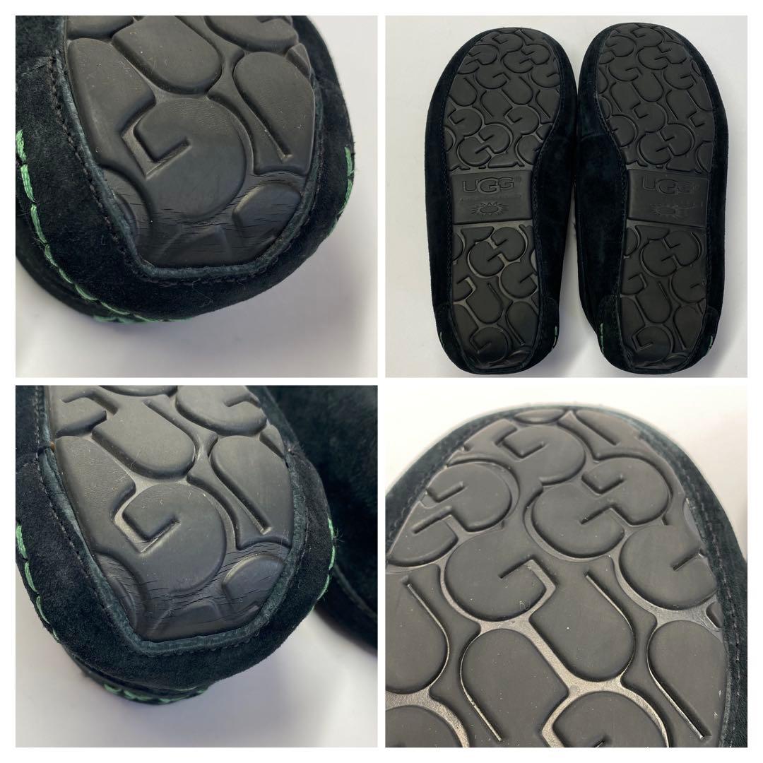 UGG 24.0cm スエード モカシン ブラック グリーン　ボア　スタッズ