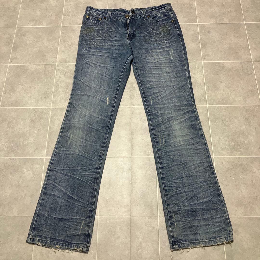 鬼ヒゲ フレア デニム Y2K 00s アーカイブ 股下91cm - メルカリ