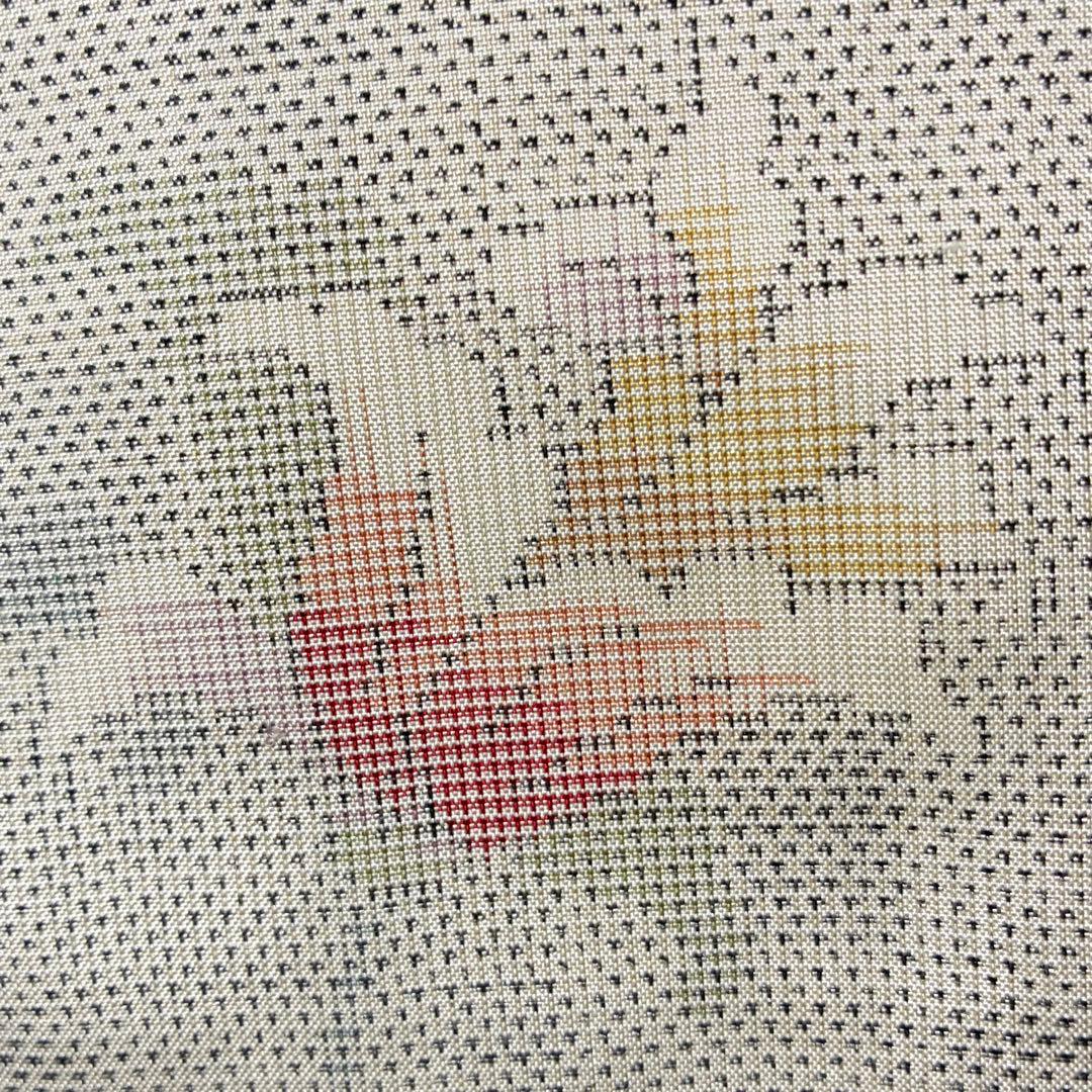 D272 本場白大島紬 花唐草 正絹 着物 袷 しつけ糸付き未使用極美品