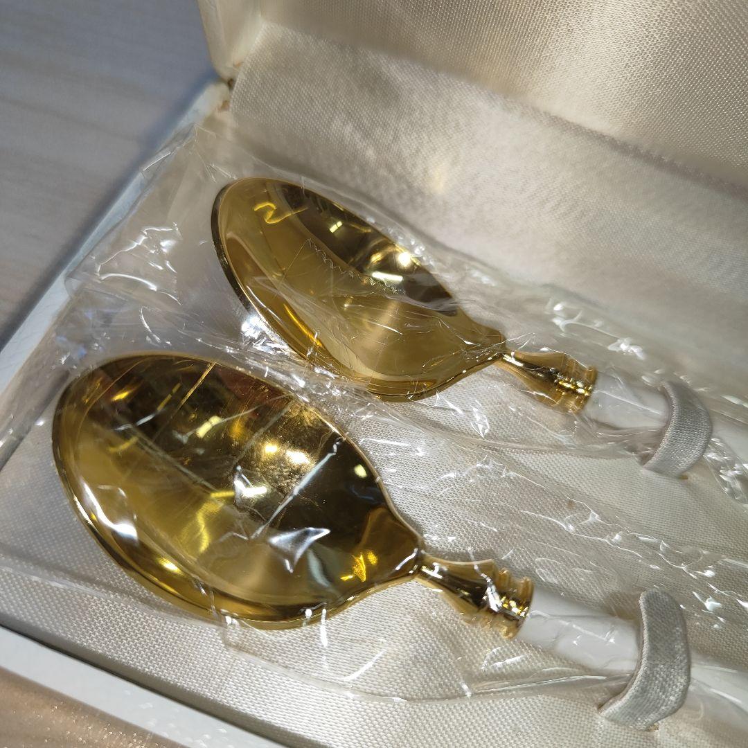 未使用 Noritake ノリタケ スプーン 金色 アルミナ 白 2本 セット