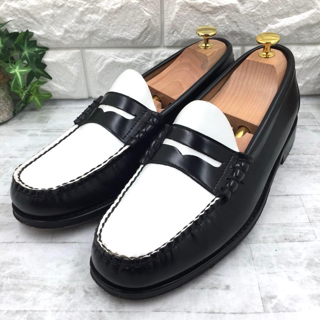 【美品】G.H.BASS ジーエイチバス ペニーローファー 黒/白 27.5cm