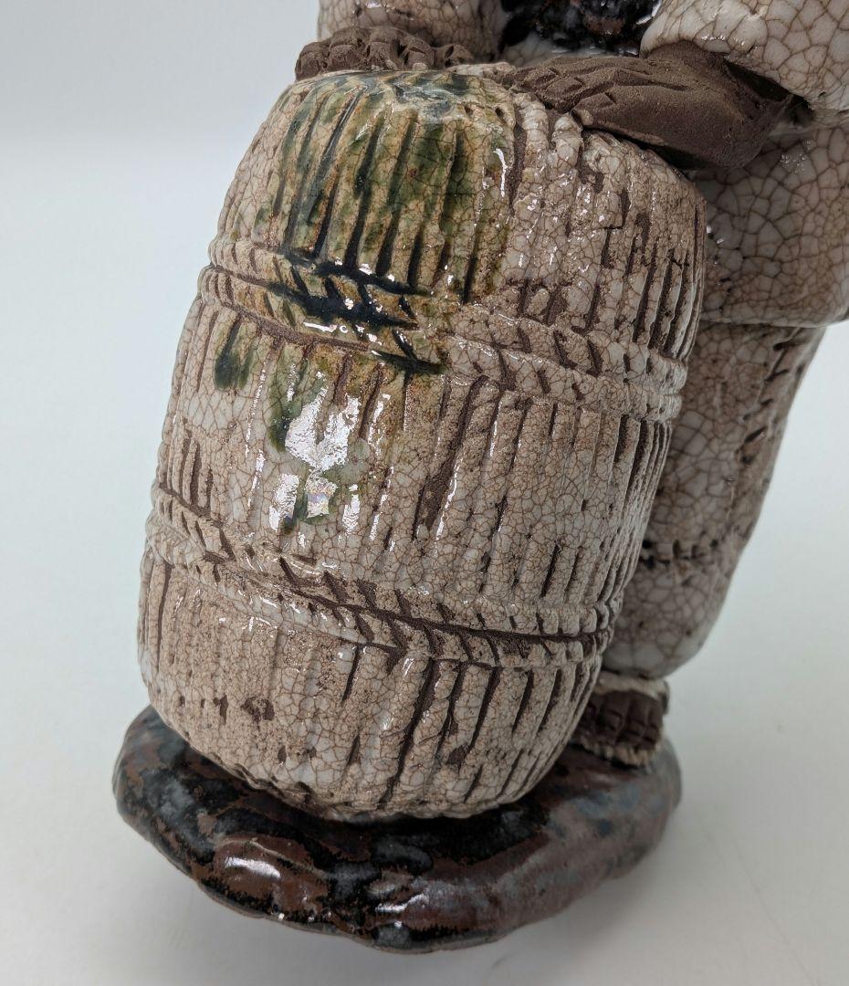 満寿窯 増田重幸 瀬戸焼 陶像「豊作」 共箱合布 農民 百姓 置物 縁起物