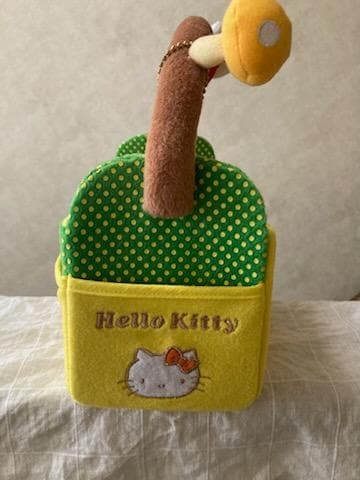 希少】2003 サンリオ ハローキティ ハンドル付き 収納箱 黄色×緑