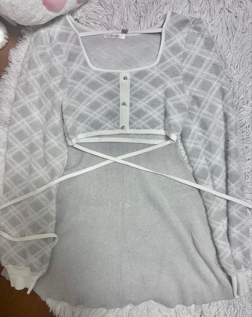 evelyn シャギーボレロフレアニットワンピース - ワンピースオンライン