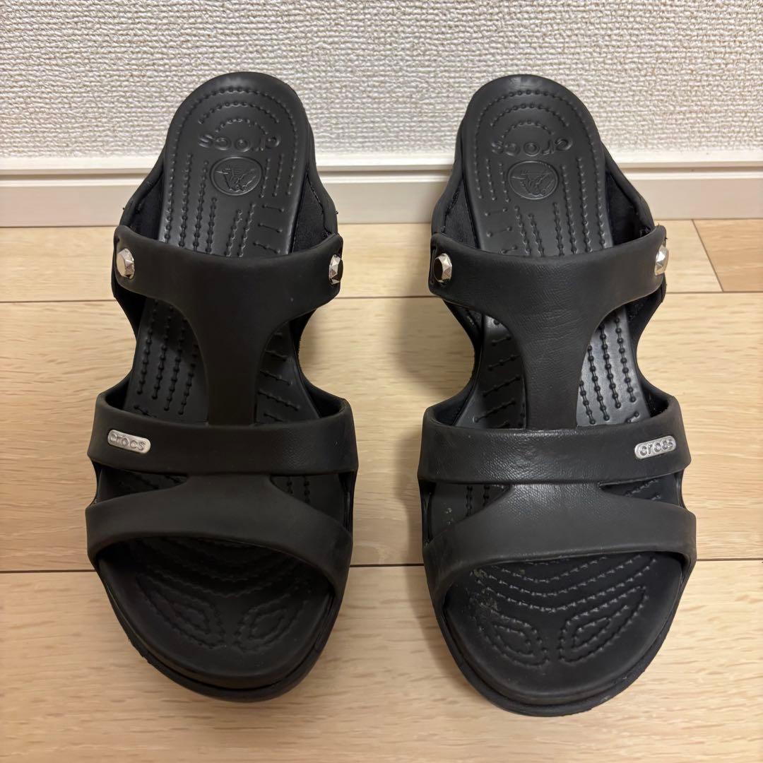 クロックス サイプラス ブラック ヒールサンダル W9 廃盤 - メルカリ
