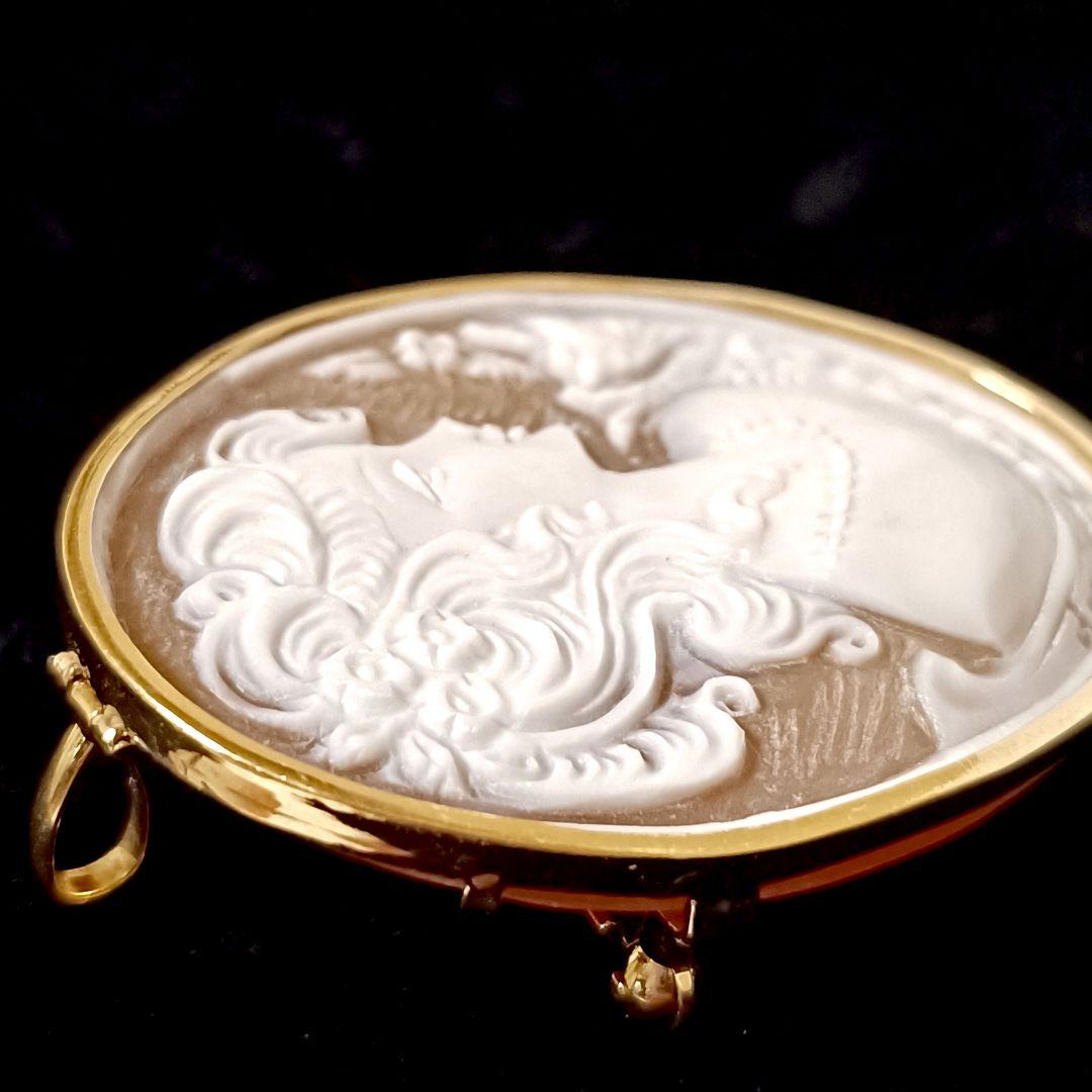 カメオ 18K 刻印あり 作家もの サイン ブローチ ネックレス ペンダント