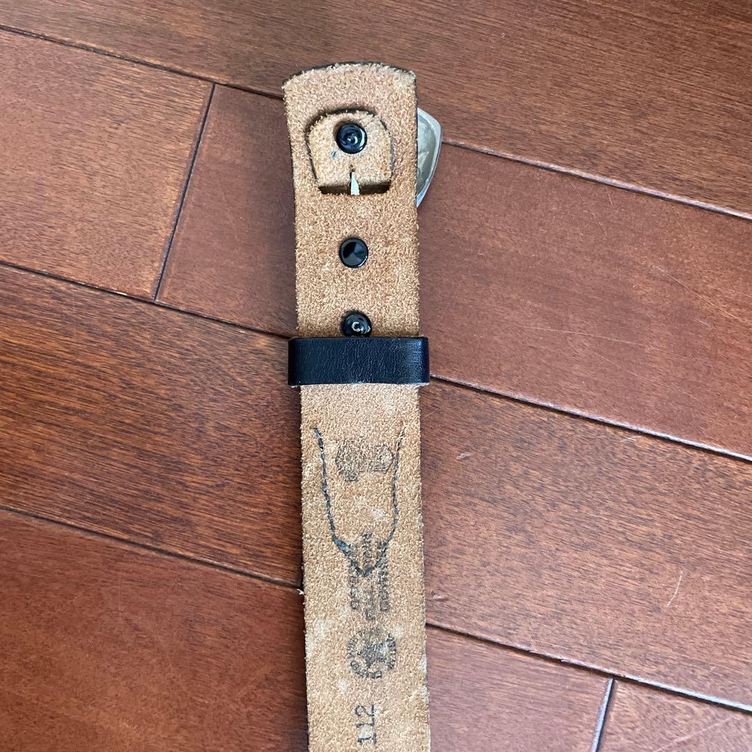 Harley Davidson 黒レザーベルト 装飾バックル中央白色はへび皮値下