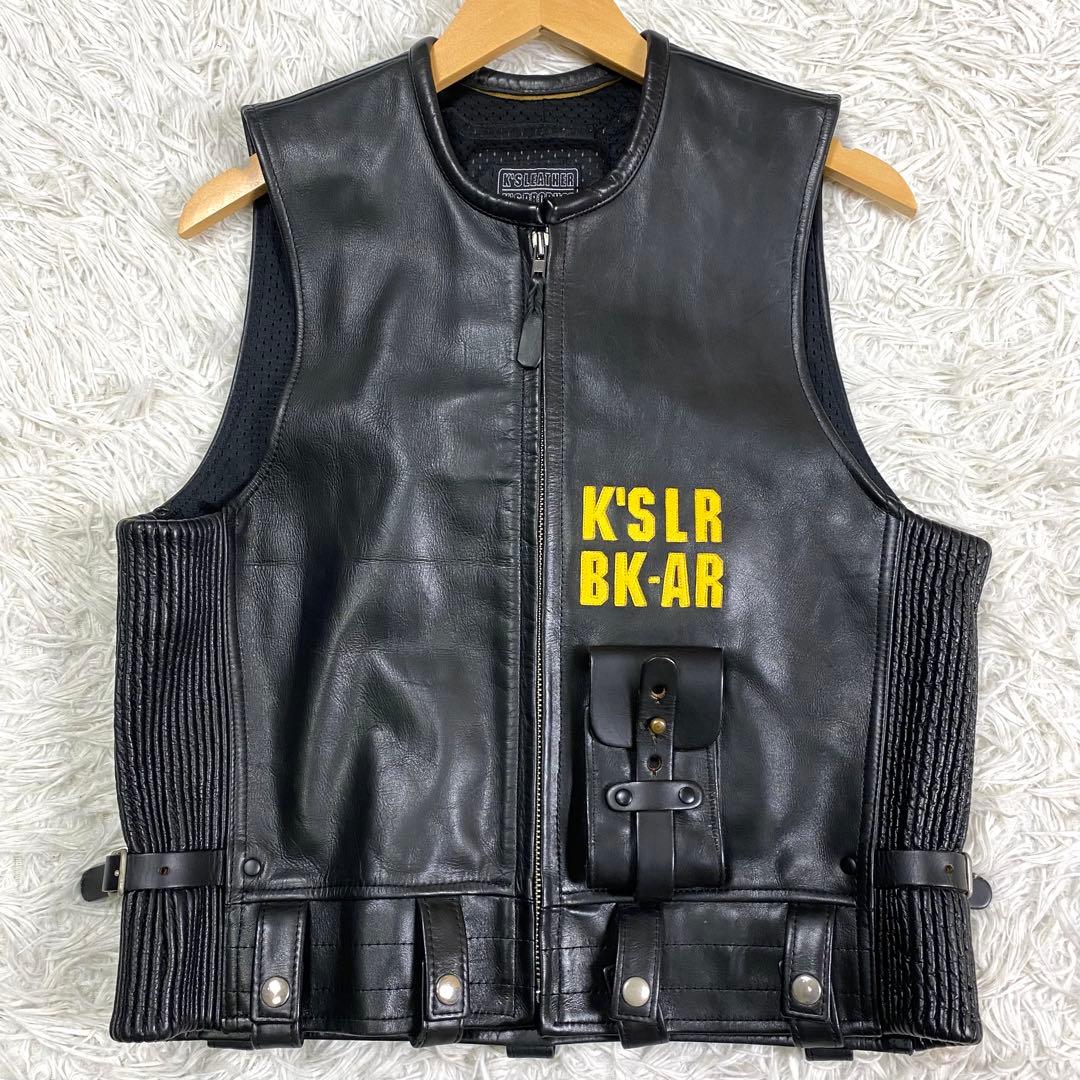 KADOYA カドヤ K'SLEATHER レザーベスト ブラック XL相当 Leather Vest Button Down Leather Vest | Kadoya Official Online
