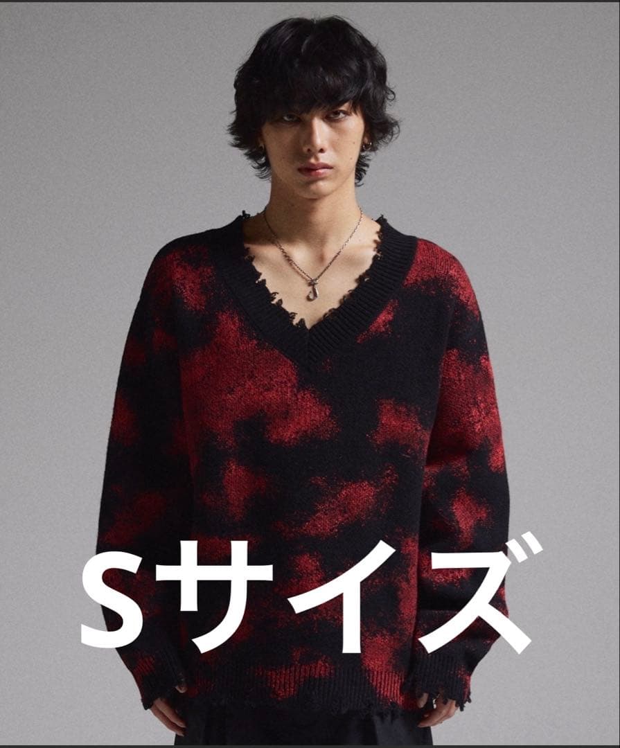 GRANCY]スプレーダメージVネックウールニット