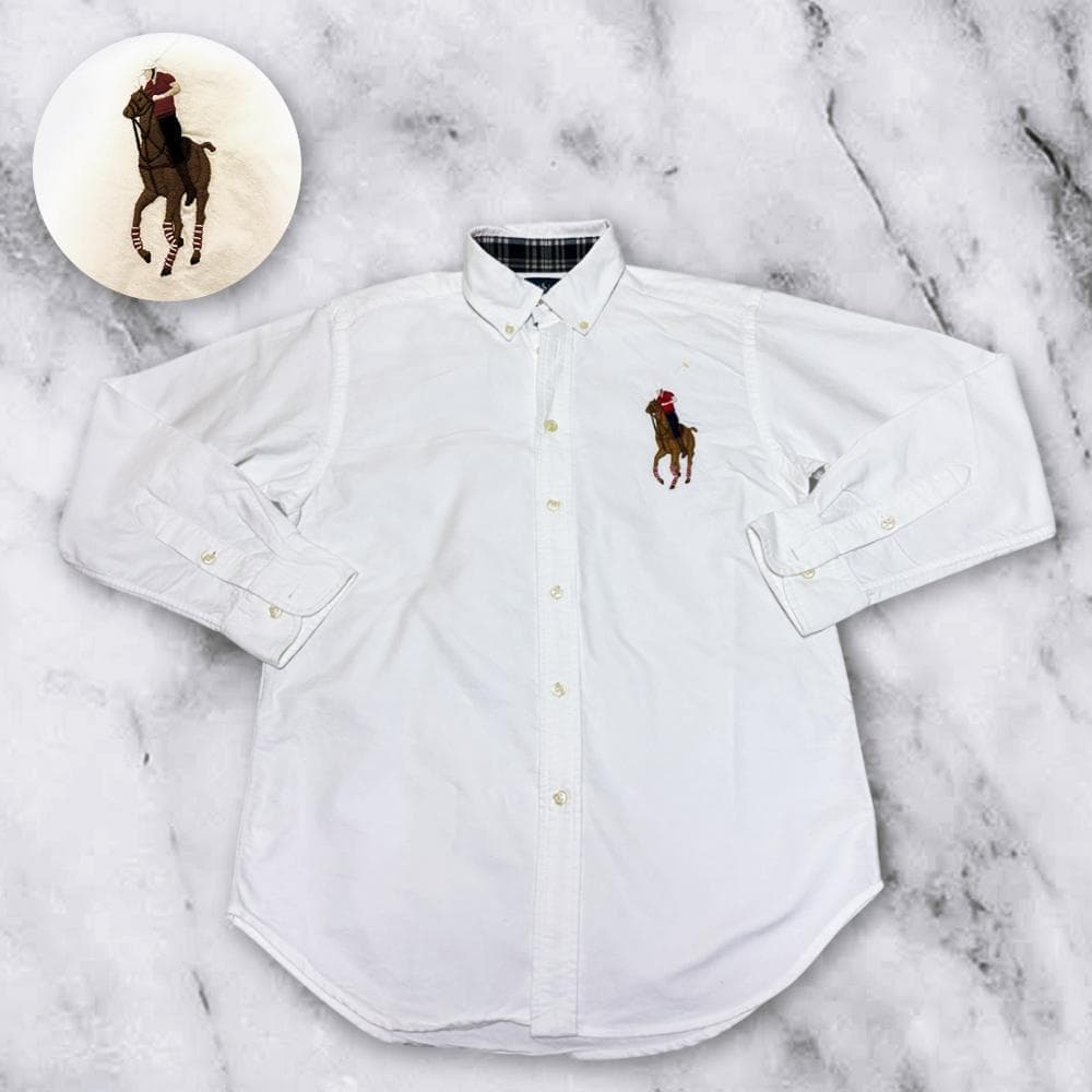 Ralph Lauren ホワイト長袖シャツ 白 ラルフローレン ビッグポニー