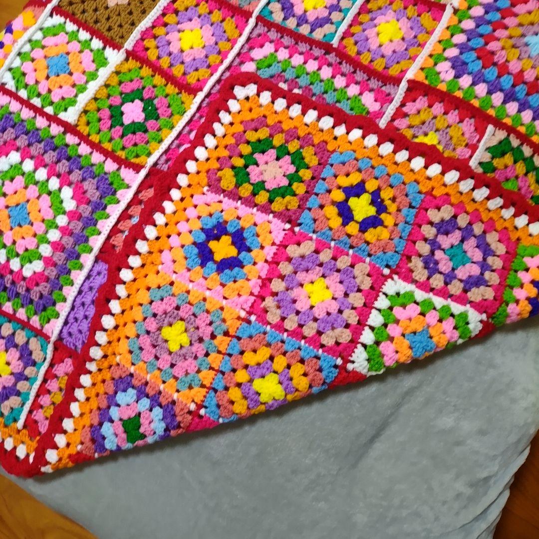 毛糸のグラニースクエアベッドカバー,マルチカバーハンドメイドMio101