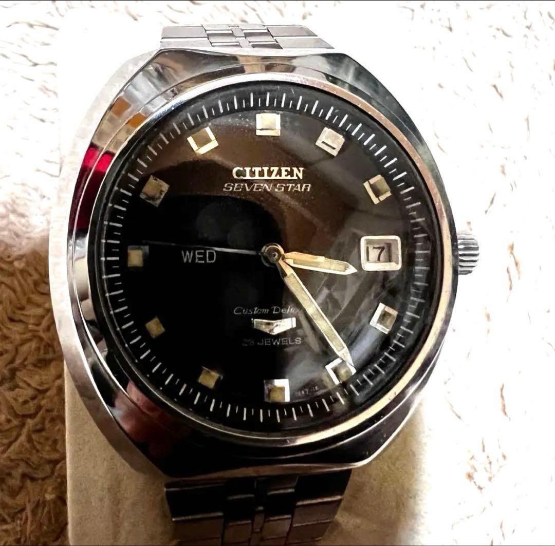 最安値 極上品 美品稼働1968年代物 希少ビンテージ時計ブラックcustom7