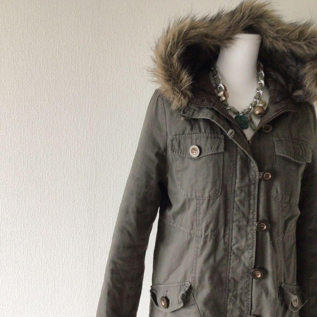 y2k エコファーフード付 モッズコート グランジフェアリー 森ガール