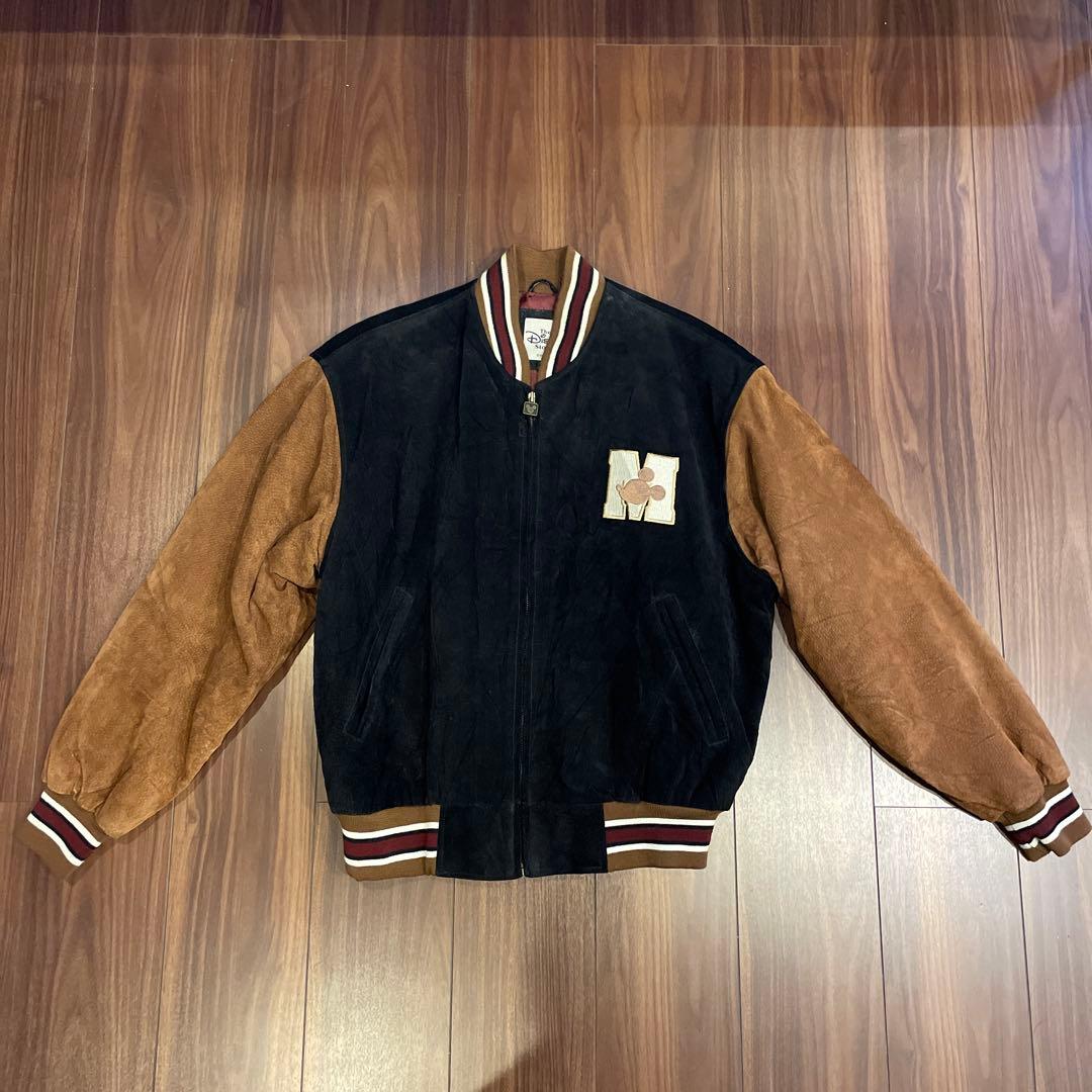 ディズニー 00sスタジャン ミッキー刺繍 レザージャケット - メルカリ