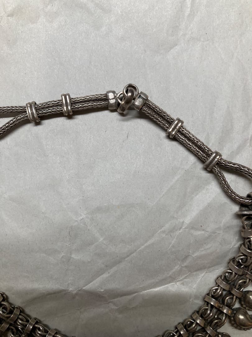 ヴィンテージ 伝統 インド ラジャスタン シルバー ネックレス 79.55g