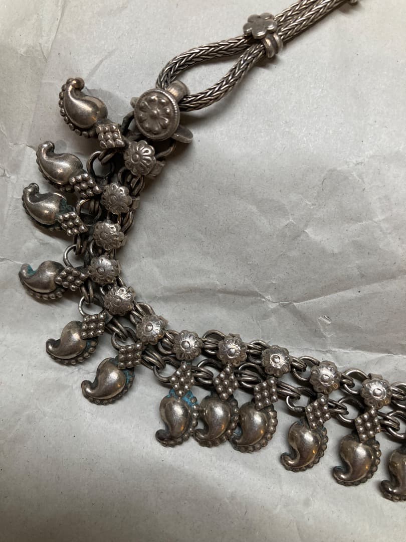 ヴィンテージ 伝統 インド ラジャスタン シルバー ネックレス 79.55g