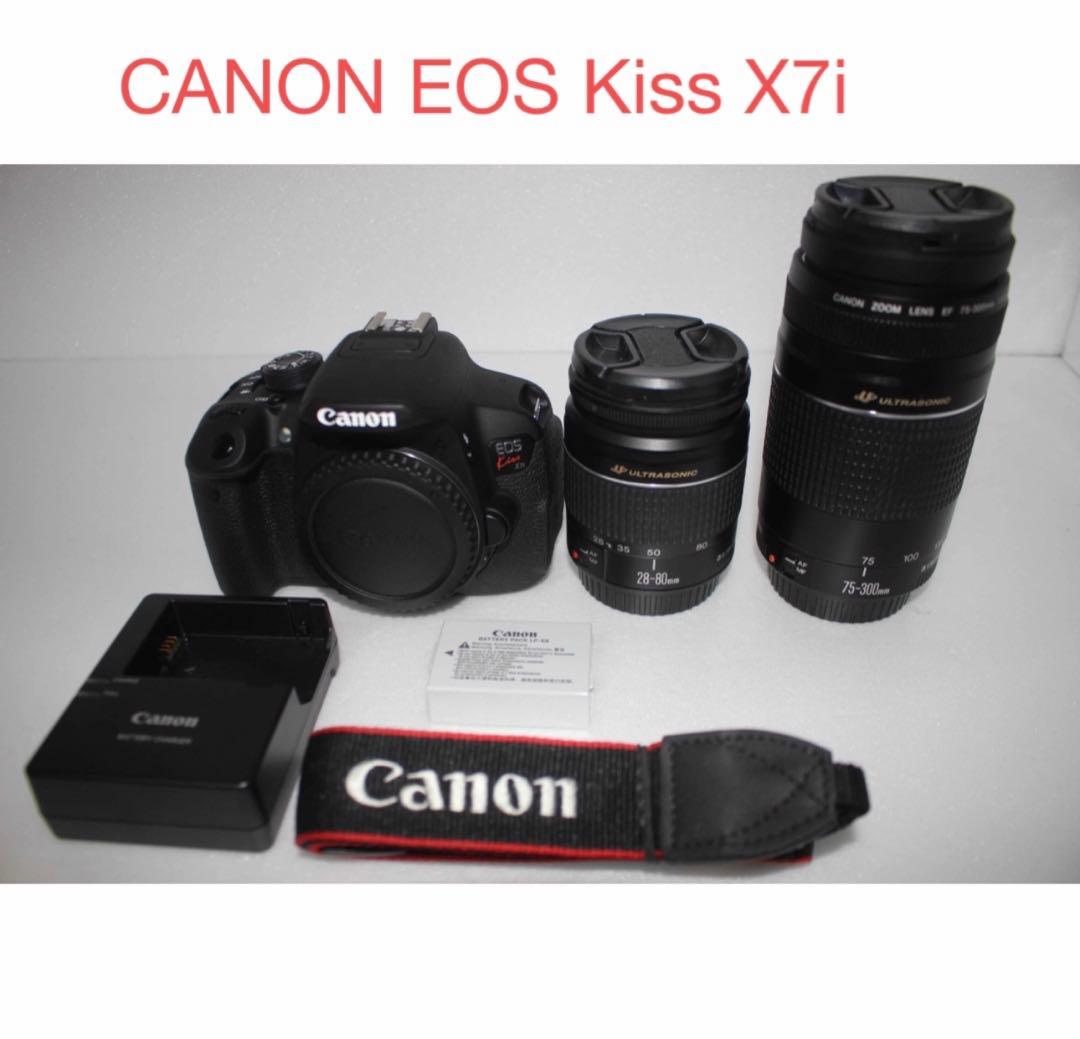 動画対応/キャノン canon kiss x7i 標準&望遠ダブルレンズセット キヤノン（Canon） Canon EOS kiss X7i EF-S 18-135mm レンズセット