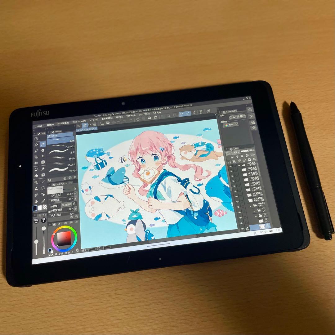 ◆富士通 ワコム 新しめ 筆圧対応 お絵描きタブレット 128GB ペンタブレット