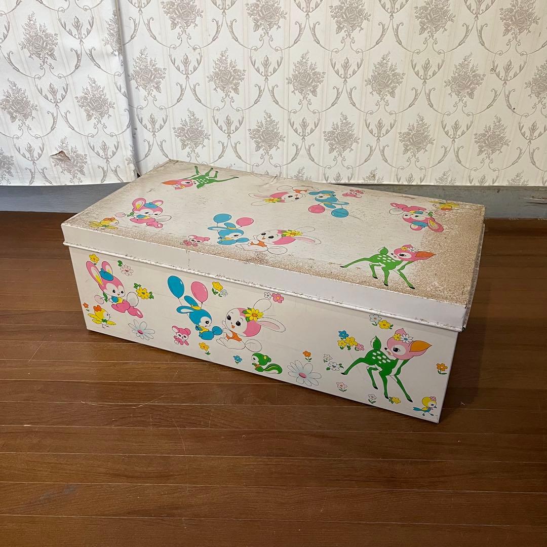 アンティーク】丸金製缶 ブリキケース 衣装ケース バンビ うさぎ 昭和