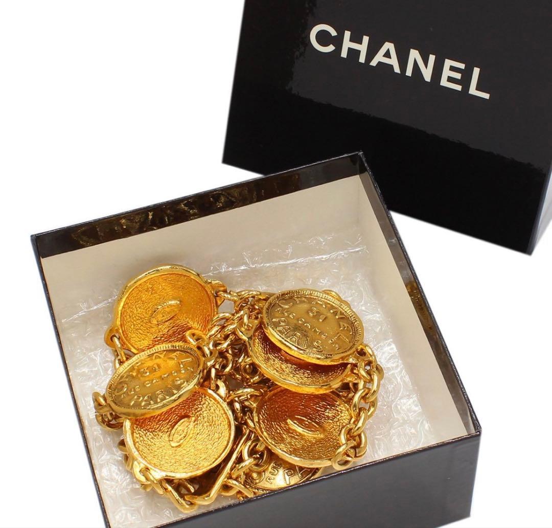 S2104 美品 シャネル ロゴ メダルモチーフ チェーンベルト - メルカリ
