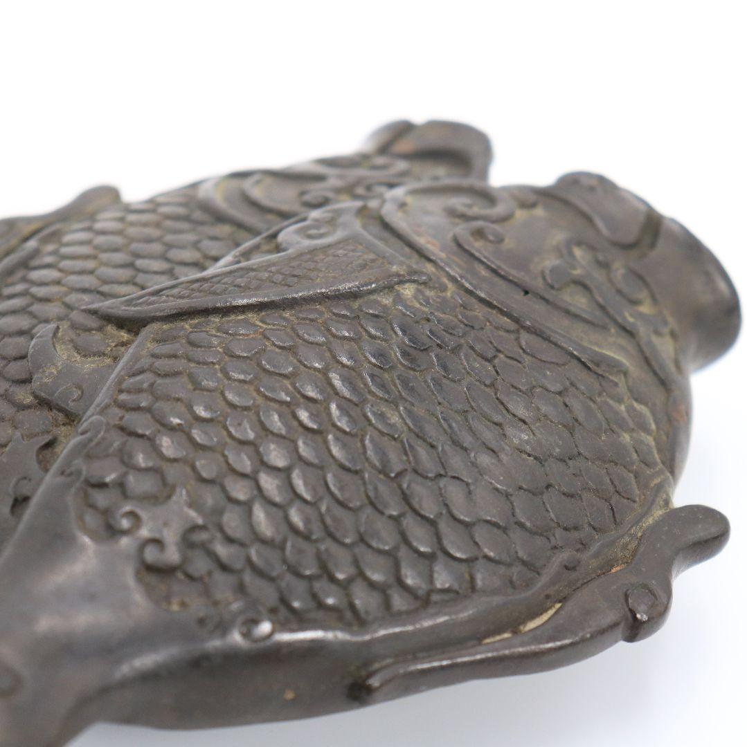 中国 古銅製 双魚花入 花器 花生 魚文 銅器 N64