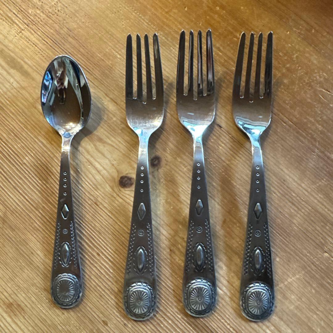 ナバホシリーズ　コンチョ　ラルフローレン　サラダフォーク3とコーヒースプーン1 ラルフローレン カトラリー コンチョ スプーン ヴィンテージ - メルカリ