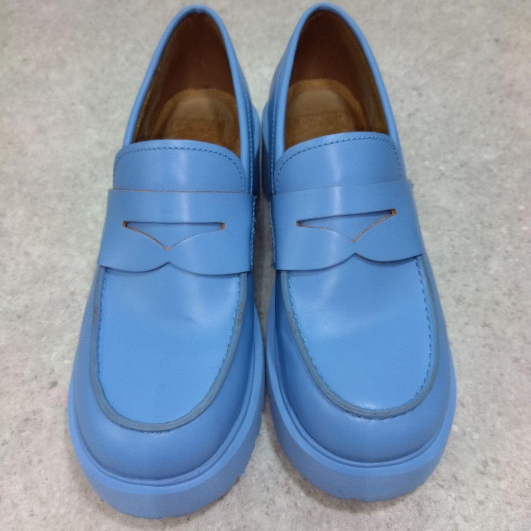 美品CAMPER カンペール 水色 厚底ローファー37 - メルカリ