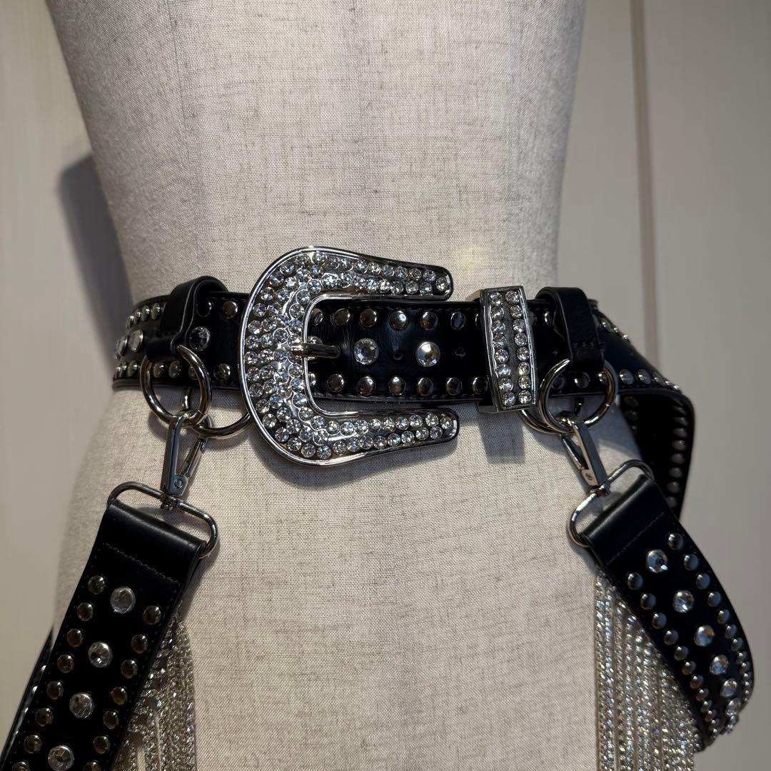 値下げ】ベルト ギラギラ キラキラ ラメ スタッズ ストーン ロック パンク