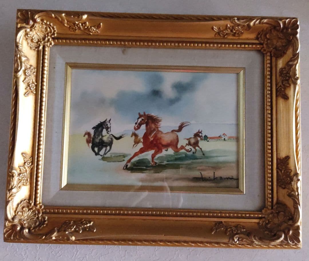 三上隆彦 馬 絵 金額縁 本物 馬の三く上 サラブレッド 競走馬 - メルカリ