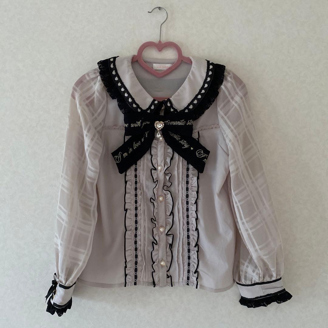 LIZLISA リズリサ ハートレース襟ブラウス ピンク×ブラック - メルカリ