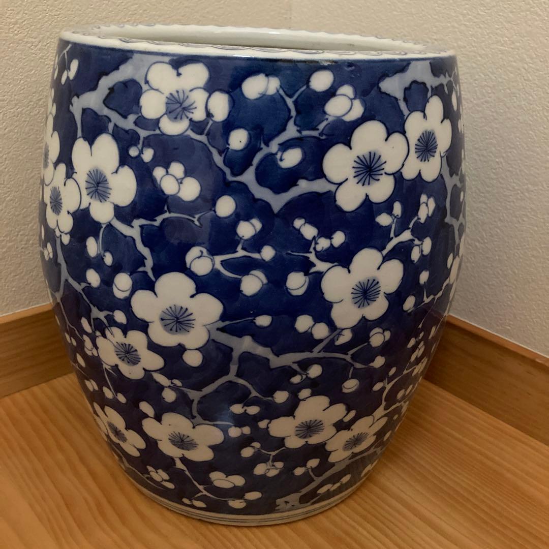 呉須 梅の花 火鉢 磁器 陶器