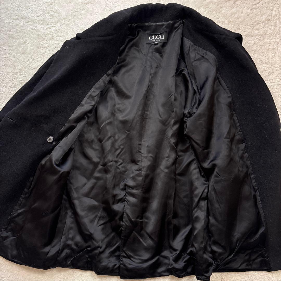 GUCCI グッチ アンゴラウールピーコート ヴィンテージ ブラック 金釦