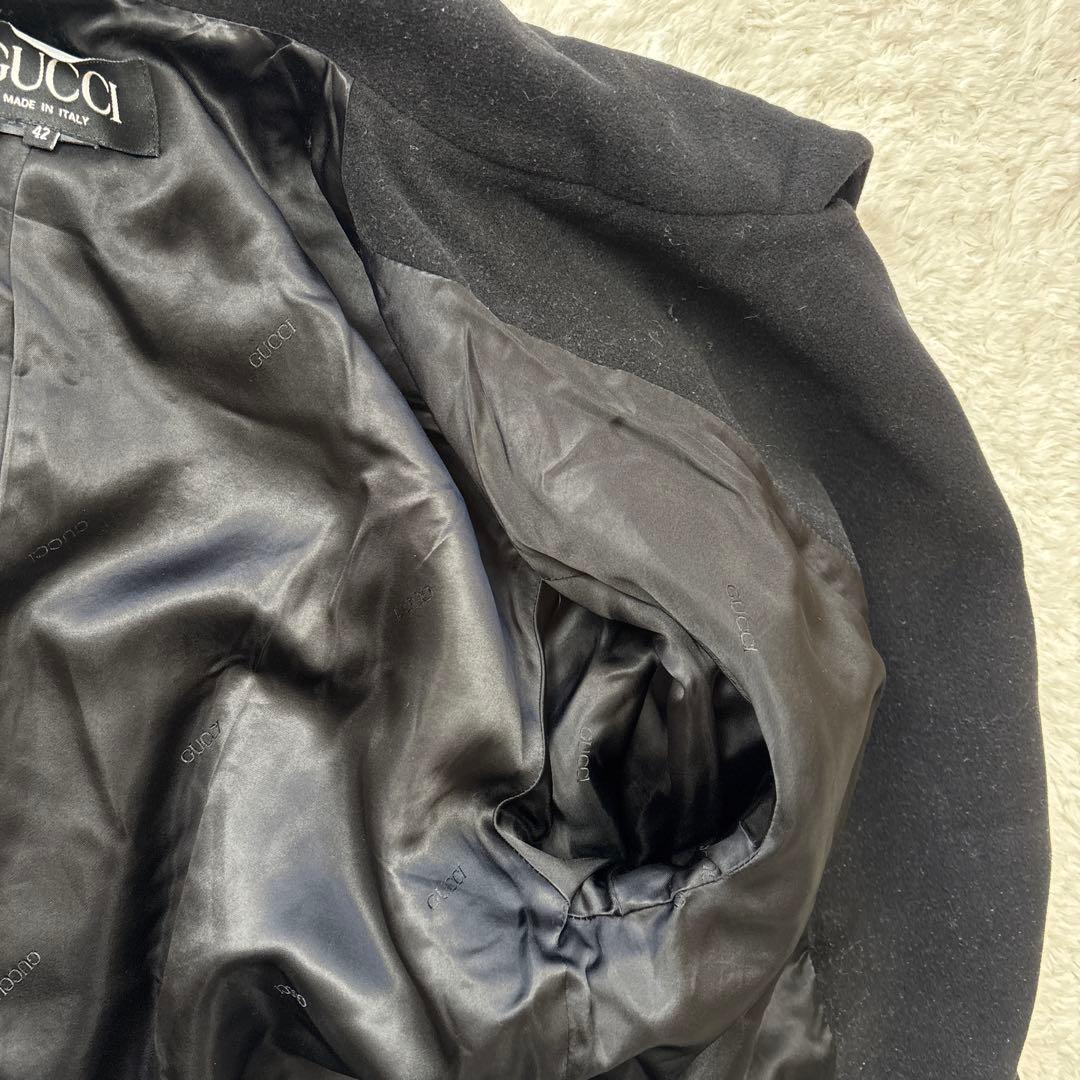 GUCCI グッチ アンゴラウールピーコート ヴィンテージ ブラック 金釦