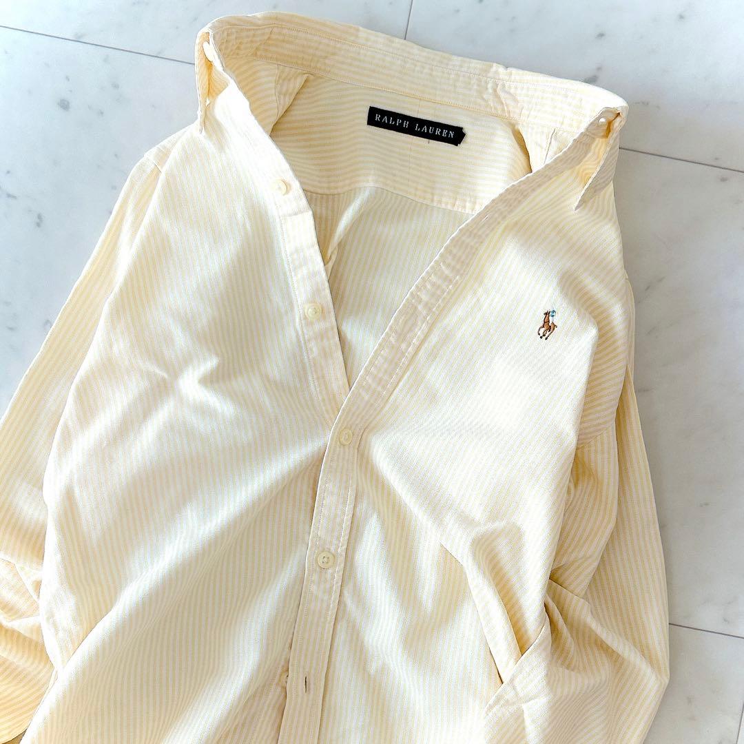 美品 ポロラルフローレン コットン ストライプ ボタンダウンシャツ