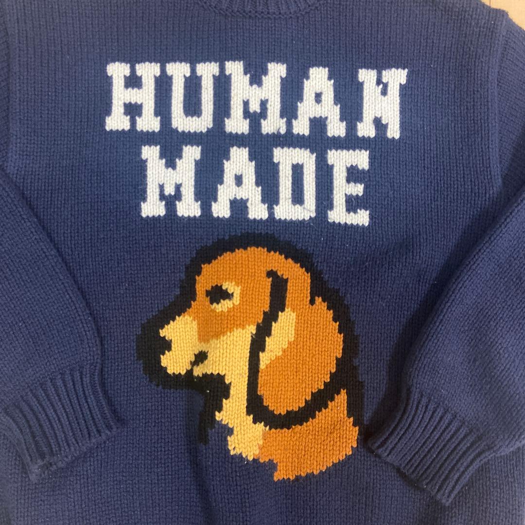 HUMAN MADE 犬デザイン ニットセーター ネイビー M