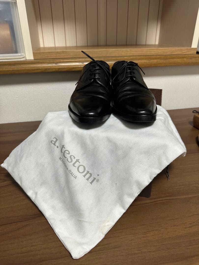 【着用1回極美品】a.testoni ストレートチップ黒UK6.5 25.5cm