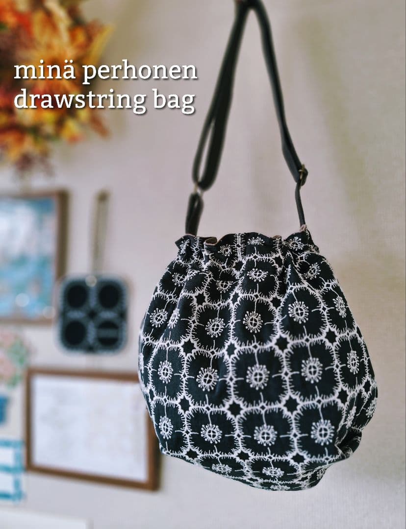 再販ナシ】B ミナペルホネン ドローストリングバッグ 巾着バッグ