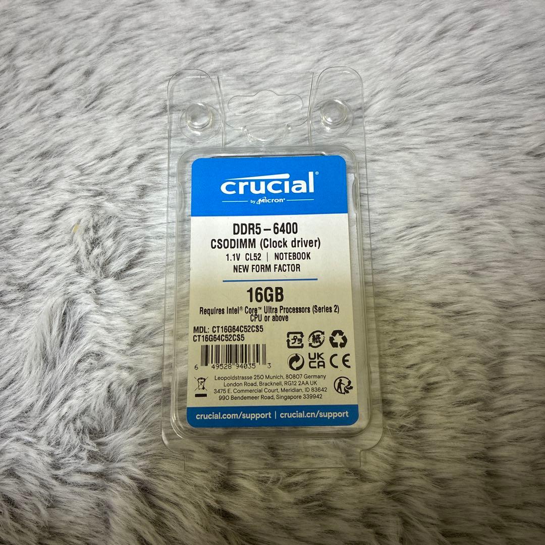 メモリー Crucial DDR5-6400 16GB SO-DIMM Crucial 16GB DDR5-6400 CUDIMM | CT16G64C52CU5 | Crucial JP