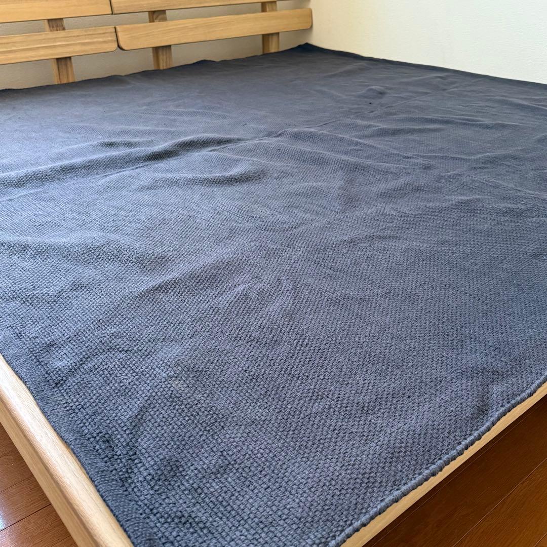 無印良品 インド綿 手織りラグ ネイビー色 200×200cm - メルカリ