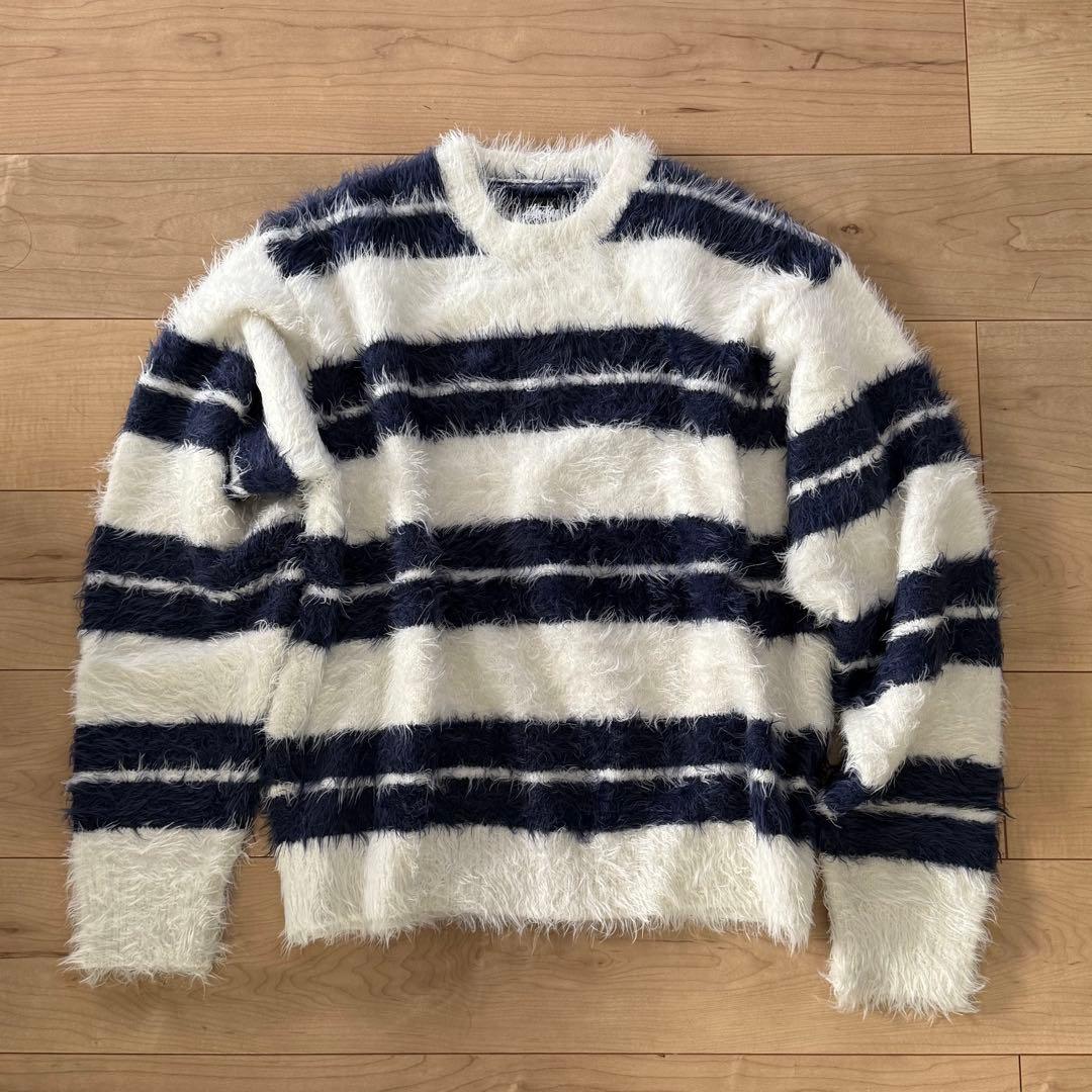 stussy Hairy Stripe Crew Sweater ボーダーニット Stussy Men's Hairy Stripe Crew Sweater Black/Green Size Small NWT
