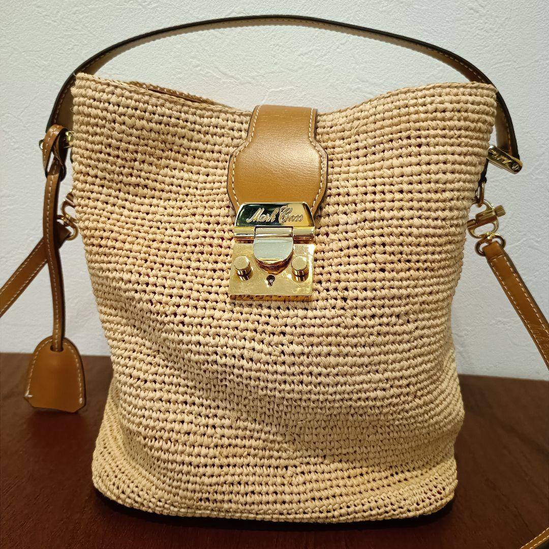 Mark Cross マーククロス ストロー バケツ トートバッグ かごバッグ