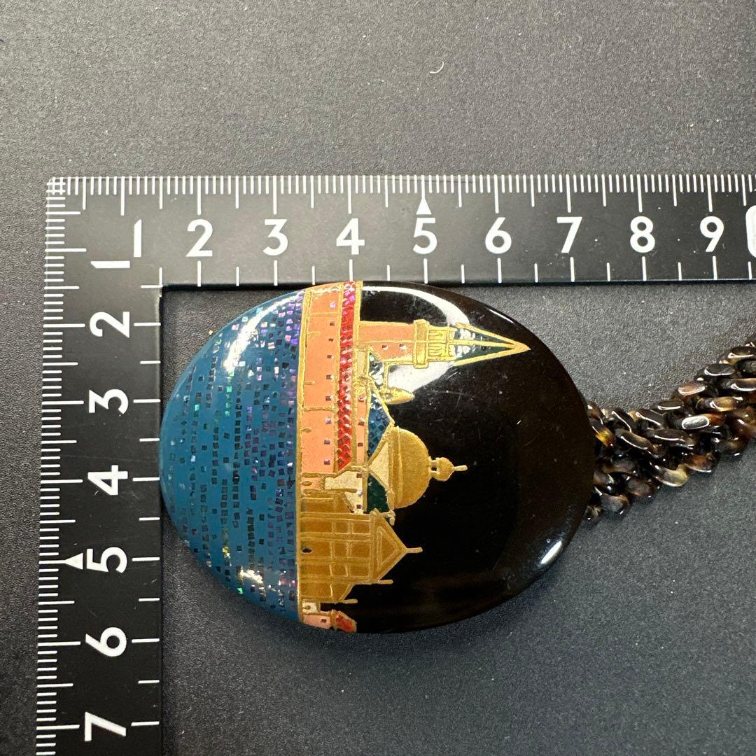 vintage】川崎川光 作家もの 螺鈿細工 本鼈甲 ブローチ ペンダント